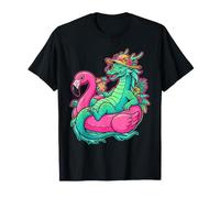 Freddo Drago Flamingo Galleggiante Vacanze Estive Maglietta