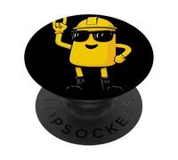 Freddo Giallo Batteria Mascotte Roccia Mano Segno Operaio Gra PopSockets PopGrip Adesivo
