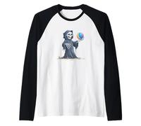 Freddo Grim Reaper Cartoon per Gli Amanti della Palla da Spiaggia e Piscina Maglia con Maniche Raglan