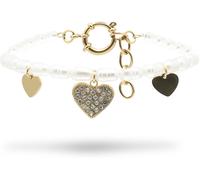 Freddy Bracciale con Catena di Cuori e Perle in Acciaio Dorato White-Gold Donna Unica