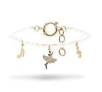 FREDDY Bracciale da Donna Ballerina e Perle, Braccialetto in Acciaio Inossidabile Ipoallergenico - Collezione 20 cm, Pendenti - Gold
