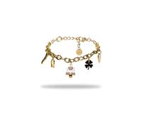 FREDDY Bracciale Donna Acciaio Inossidabile Gold- Campana Bianca e Charmes - Idea Regalo Alta Qualità - Modello FJ-20104