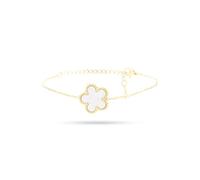 FREDDY Bracciale Donna Acciaio Inossidabile Gold- Fiore Bianco - Idea Regalo Alta Qualità - Modello FJ-20082