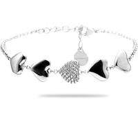 Freddy Bracciale in acciaio argentato con cuori e strass Argento/R-Nickel Donna Unica