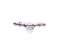FREDDY - Bracciale In Acciaio Inossidabile Con Perline Colorate, Donna, Grigio/Viola, Unica
