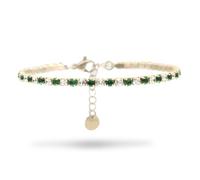 FREDDY Bracciale Tennis da Donna Gemme e Pietre Verdi, Braccialetto in Acciaio Inossidabile Ipoallergenico - Collezione 20 cm - Gold