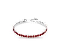 FREDDY - Bracciale Tennis In Acciaio Argento Con Gemme Rosse, Donna, Grigio, Unica