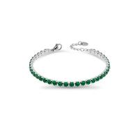 FREDDY - Bracciale Tennis In Acciaio Argento Con Gemme Verdi, Donna, Grigio, Unica