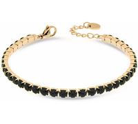 Freddy Bracciale Tennis in Acciaio Dorato con Gemme Nere Oro Donna Unica