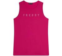 FREDDY - Canotta con Scollo Tondo E Logo Glitter, Donna, Fuxia, Extra Small