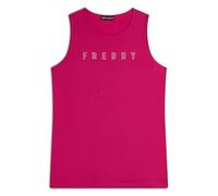 FREDDY - Canotta con Scollo Tondo E Logo Glitter, Donna, Fuxia, Large