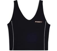 Freddy Canotta cropped con profili a contrasto e scollo ampio Nero Donna Small