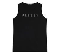 FREDDY Canotta Donna con Scollo Tondo e Logo Glitter - Regular Fit