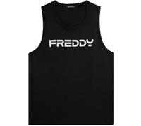 Freddy Canotta in cotone con retro vogatore e logo Nero Uomo Small