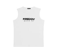 FREDDY - Canotta in Jersey con Logo Scritta Mood Up, Donna, Bianco, Small