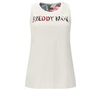 FREDDY - Canotta in Jersey Modal con Retro A Fantasia Floreale, Bianco, Large