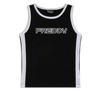 FREDDY - Canotta Sportiva Bambina/Bambino con Bande A Contrasto, Boy, Nero, 12 Anni