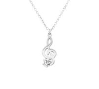 FREDDY Collana da Donna Chiave di Violino Silver - Collana in Acciaio Inossidabile Ipoallergenico - Collezione Harmony - Design Elegante - Lunghezza 45 cm