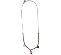 Freddy Collana in acciaio silver a sfere con charms rosa e strass Silver-Red Donna Unica