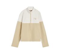 FREDDY - Felpa Bicolore con Collo Alto E Zip in French Terry Modal, Donna, Bianco, Large