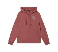 FREDDY - Felpa Cappuccio E Zip con Logo FY in Strass, Donna, Rosa, Extra Large
