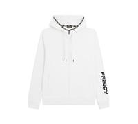 FREDDY - Felpa con Cappuccio E Zip in Cotone Interlock, Uomo, Bianco, Extra Large