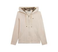 FREDDY - Felpa con Zip E Cappuccio Fodera Animalier, Donna, Bianco, Medium