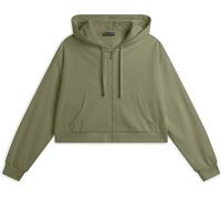 Freddy Felpa corta oversize con zip e cappuccio decorato da ricamo Oil Green Donna Small