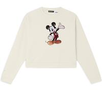 FREDDY Felpa Donna Cropped Comfort Fit in French Terry con Ricamo Mickey Mouse e Paillettes Look Casual Chic