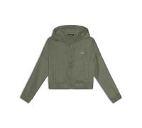 FREDDY Felpa Cropped con Cappuccio e Zip in Tessuto Effetto Seta - Comfort Fit con Logo Oro - Felpa Donna