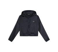 FREDDY Felpa Cropped con Cappuccio e Zip in Tessuto Effetto Seta - Comfort Fit con Logo Oro - Felpa Donna