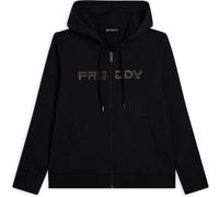 Freddy Felpa da donna con zip, cappuccio e banda logata Nero Donna Extra Large