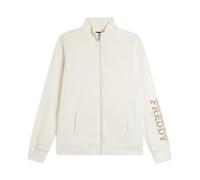 FREDDY - Felpa Zip con Collo Alto E Logo con Perline Dorate, Donna, Bianco, Large