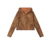 FREDDY Felpa Donna Cropped con Zip e Cappuccio - Fantasia Animalier