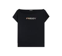 FREDDY Felpa Donna Cropped Senza Maniche con Scollo Ampio Fondo in Costina e Logo Multicolore Centrale