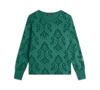 FREDDY Felpa Donna Girocollo in Jersey con Fantasia Floreale Logo Oro Chiaro