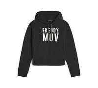 FREDDY Felpa Donna in French Terry con Cappuccio e Maxi Stampa, vestibilità Comfort, Tasche a Marsupio