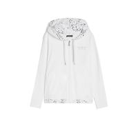 FREDDY Felpa Donna Leggera con Zip e Cappuccio Grafica Floreale Interna, Tasche a Filetto
