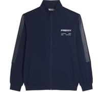 FREDDY - Felpa Full-Zip E Cappuccio con Dettagli Tono su Tono, Uomo, Blu, XX Large