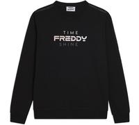 Freddy Felpa Girocollo con Logo e Slogan "Time Shine" Nero Donna Extra Small