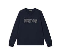FREDDY - Felpa Girocollo con Logo Strass, Donna, Blu, Medium