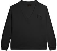 Freddy Felpa Scollo a V con Spalla Scesa e Dettagli Ricamati Nero Donna Extra Small