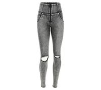 FREDDY - Jeans Push Up Wr.up® Vita Alta Superskinny Denim Navetta Marble E Strappi, Donna, Denim Grigio, Small