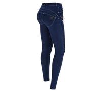 FREDDY - Jeans Wr.up® In Denim Navetta Con Dettagli Stile Biker, Donna, Denim Scuro, Medium