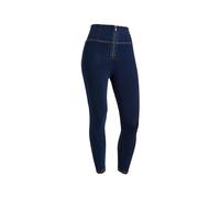WR.UP FREDDY - Jeggings Push Up 7/8 Clessidra Vita Alta Con Zip, Donna, Denim Scuro, Small