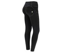 FREDDY - Jeggings Push Up Wr.up® 7/8 Superskinny Vita Alta Con Bottoni, Donna, Denim Nero, Large