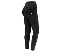 FREDDY - Jeggings Push Up Wr.up® Superskinny Vita Alta Con Bottoni, Donna, Denim Nero, Extra Large