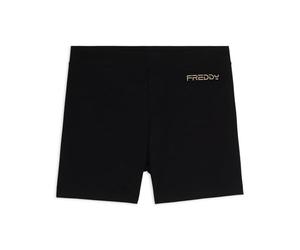 FREDDY - Leggings Corti in Jersey con Logo Scintillante, Donna, Nero, Extra Small