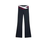 FREDDY Leggings Donna Flare Vita Alta a Incrocio Bicolore con Logo Glitterato
