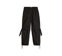 FREDDY - Pantaloni Cargo da Donna in Tessuto Popeline Tinto Capo, Donna, Nero, Small